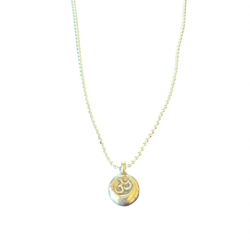 Thai Silver Om Charm on Sterling Silver‎ Ball Chain Necklace NWT